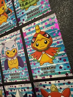 Poncho Pikachu Pokemon Merry Christmas Card Database Magenta Holo Stars - Image 2