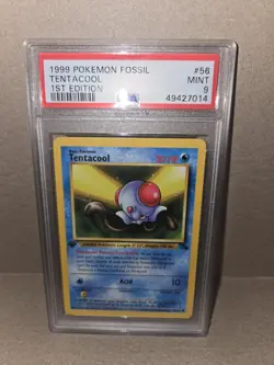 1999 Pokemon Fossil 1st Edition Tentacool 56/62 PSA 9 Mint - Image 1