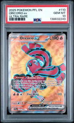 2025 POKEMON PFL EN-PHANTASMAL FLAMES ULTRA RARE #110 ORICORIO EX PSA 10 - Image 1