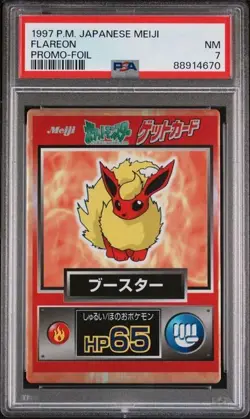 1x 1997 Pokemon Japanese Meiji FLAREON Promo Foil PSA 7 POP 4 free shipping - Image 1