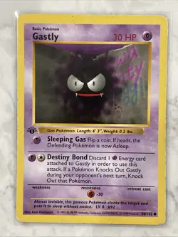 Gastly 050/102 Base Set (Shadowless) Regular Unlimited Pokemon LP - Image 1
