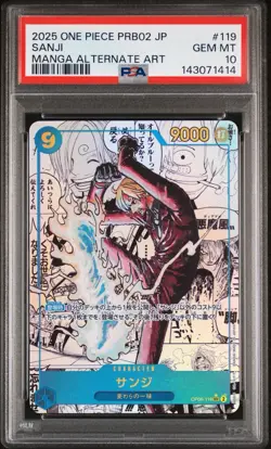 2025 ONE PIECE JAPANESE PRB02-PREMIUM BOOSTER MANGA ALT ART #119 SANJI PSA 10 - Image 1