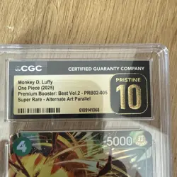 2025 ONE PIECE PRB02 ALTERNATE ART #005 MONKEY D. LUFFY cgc10 pristine - Image 2