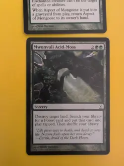 Mwonvuli Acid Moss & Aspect of mongoose. Time Spiral green MTG 2 Card. - Image 2