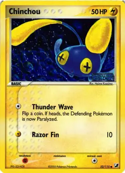 Pokemon Chinchou 52/115 Reverse Holo Stamped EX Unseen Forces VLP - Image 1