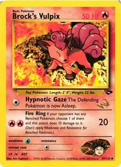 Pokemon TCG Brock's Vulpix 37/132 W Stamped Promo Gym Challenge VLP - Image 1