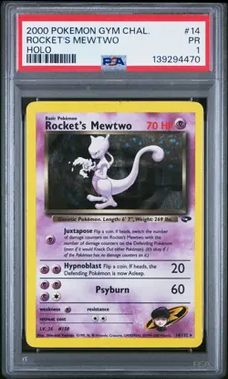 ROCKET'S MEWTWO Gym Challenge Holo Rare #14 PSA 1 Vintage Pokemon - Image 1