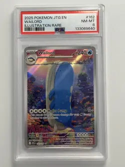 2025 POKEMON JTG EN JOURNEY TOGETHER ILLUSTRATION RARE #162 WAILORD PSA 8 - Image 1