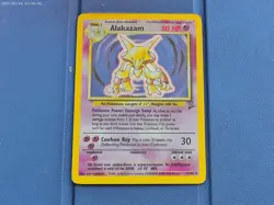 Alakazam 1/130 Base Set 2 SWIRL Holo Rare Pokemon TCG MP Vintage - Image 1