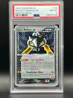 PSA NM-MT 8 -Rocket's Raikou Ex 108/107 Secret Rare Holo-Pokemon 2005 Ex Deoxys - Image 1
