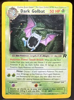 Pokemon Pokemon TCG Dark Golbat 7/82 Team Rocket Holo Rare Vintage Card DMG - Image 1