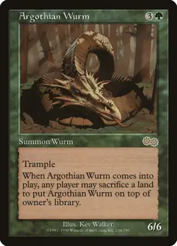 Argothian Wurm Urza's Saga HEAVILY PLD Green Rare MAGIC GATHERING CARD ABUGames - Image 1