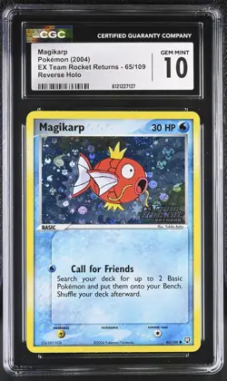 CGC 10 Magikarp EX Team Rocket Returns 65/109 Reverse Holo STAMPED Pokemon Card - Image 1