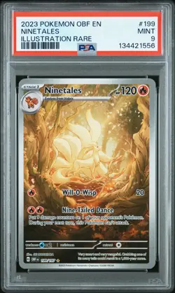 2023 POKEMON OBF EN-OBSIDIAN FLAMES ILLUSTRATION RARE #199 NINETALES PSA 9 - Image 1