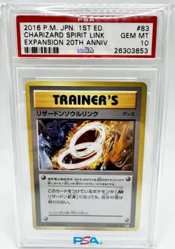 2016 Pokemon Japanese 20th Anniversary Charizard Spirit Link PSA 10 - Image 1