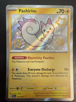 Pokemon Pachirisu TCG Card Paldean Fates Shiny Holo Secret Rare 138/091 NM - Image 1