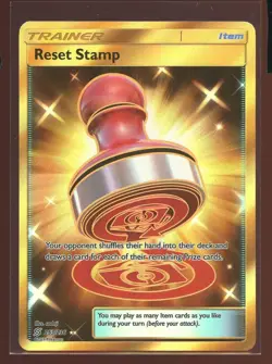 Reset Stamp Full Art Gold Trainer 253/236 NM SM Unified Minds Pokemon - Image 1