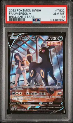 2022 POKEMON SWORD & SHIELD BRILLIANT STARS #TG22 FULL ART/UMBREON V PSA 10 - Image 1