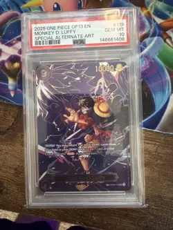 ONE PIECE OP13 CARRYING ON HIS WILL OP09-119 MONKEY D LUFFY PSA 10 SP ALT ART - Image 1