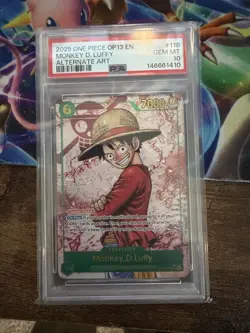 2025 ONE PIECE MONKEY D LUFFY OP13 118 CARRYING ON HIS WILL SEC ALT ART PSA 10 - Image 1
