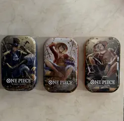 Bandai One Piece CCG Tin Pack Set Vol.2 Kit Promo English Luffy Ace Sabo 3 Tins - Image 1