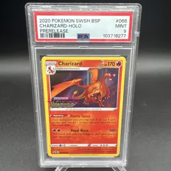 2020 POKEMON CARD CHARIZARD #66 VIVID VOLTAGE PRERELEASE PROMO STAMPED PSA 9 - Image 1