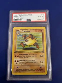 Pokemon Card - Primeape Jungle 43/64 Uncommon 1st Edition Psa 10 - Image 1