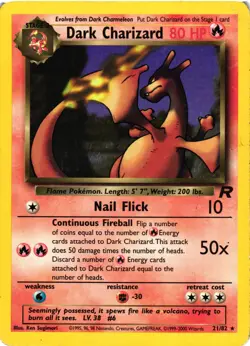Pokemon TCG Dark Charizard Non-Holo 21/82 Team Rocket Vintage Unlimited MP - Image 1