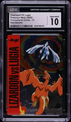 CGC 10 GEM MINT Pokemon Charizard vs Lugia 13 Meiji Promo 2002 Japanese Red - Image 1