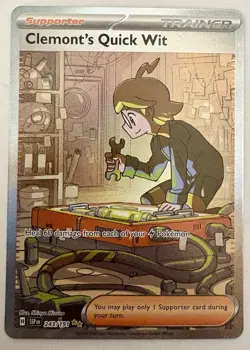 Clemonts Quick Wit 243/191 - Pokemon Surging Sparks Special Illustration Rare NM - Image 3