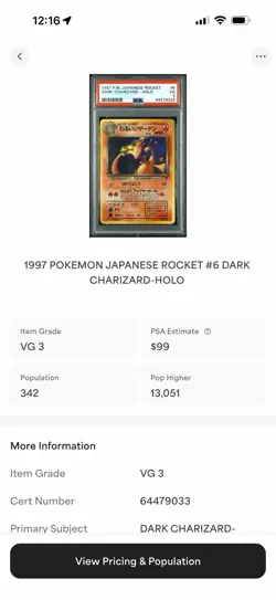 1997 POKEMON JAPANESE ROCKET #6 DARK CHARIZARD-HOLO Perfect Swirl - Image 3