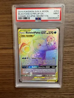 Blastoise & Piplup GX Cosmic Eclipse 253 PSA 9 Pokemon Card - Image 1