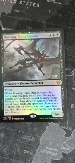 MtG Burning-Rune Demon Foil Prerelease - Image 1