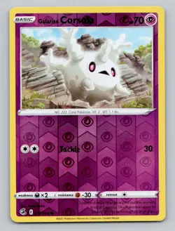 Reverse Holo Galarian Corsola 117/264 Common SWSH08: Fusion Strike Pokemon - Image 1