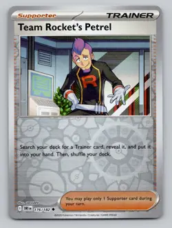 Reverse Holo Team Rocket's Petrel 176/182 Uncommon SV10: Destined Rivals Pokemon - Image 1