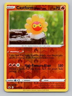 Reverse Holo Castform Sunny Form 022/198 Common SWSH06: Chilling Reign Pokemon - Image 1