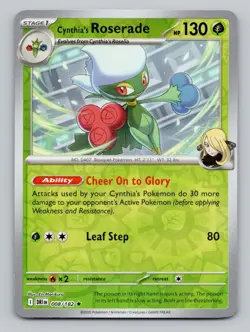 Reverse Holo Cynthia's Roserade 008/182 Rare SV10: Destined Rivals Pokemon - Image 1