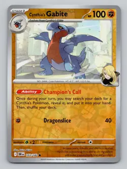 Reverse Holo Cynthia's Gabite 103/182 Common SV10: Destined Rivals Pokemon - Image 1