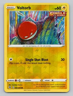 Reverse Holo Voltorb #087/264 Common SWSH08: Fusion Strike Pokemon - Image 1