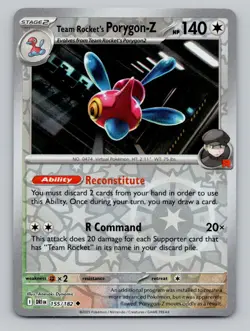 Reverse Holo Team Rocket's Porygon-Z #155/182 SV10: Destined Rivals Pokemon - Image 1