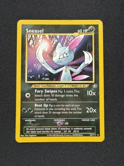 2000 Sneasel Neo Genesis Pokemon Unlimited 25/111 Non-Holo - LP - Image 1