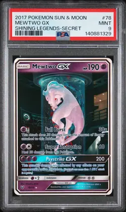 Mewtwo GX 78/73 Secret Pokemon Sun & Moon Shining Legends #78 MewTube MINT PSA 9 - Image 1