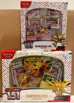 NEW Pokemon TCG Scarlet & Violet 151 Zapdos EX & Alakazam EX Collection Box Lot - Image 1