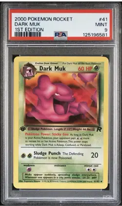 2000 POKEMON ROCKET 1ST EDITION #41 DARK MUK PSA 9 - Image 1