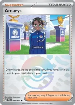 Pokemon Amarys 093/131 Prismatic Evolutions Poke Ball Reverse Holo NM - Image 1