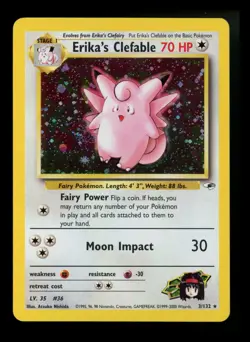 Erika's Clefable 3/132 Gym Heroes 2000 Holo Rare SWIRL WOTC Pokemon Card TCG - Image 1