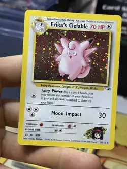 Erika's Clefable 3/132 Gym Heroes 2000 Holo Rare SWIRL WOTC Pokemon Card TCG - Image 3