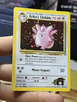 Erika's Clefable 3/132 Gym Heroes 2000 Holo Rare SWIRL WOTC Pokemon Card TCG - Image 4