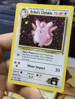 Erika's Clefable 3/132 Gym Heroes 2000 Holo Rare SWIRL WOTC Pokemon Card TCG - Image 5
