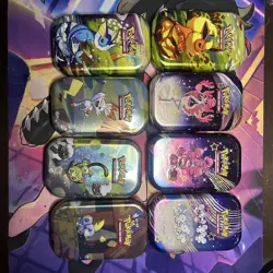 Pokemon TCG EMPTY Mixed Mini Tin Lot Of 8 Prismatic Evolutions Paldean Fates - Image 1